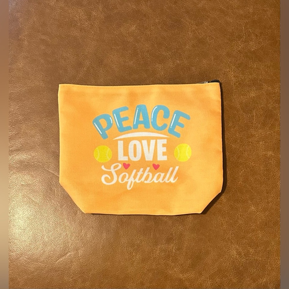 Peace, Love, Softball Makeup Sized Bag